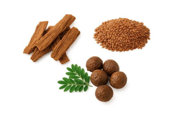 natural elements tamarind, soapnuts, flaxseeds natural elements tamarind, soapnuts, flaxseeds