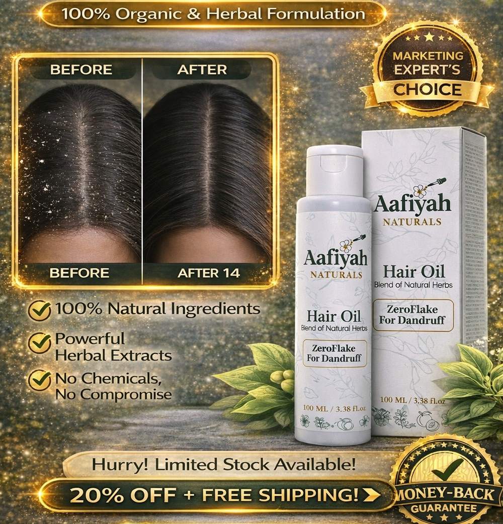 ZeroFlake For Dandruff - Aafiyah Natural Hair Oil for Scalp Care