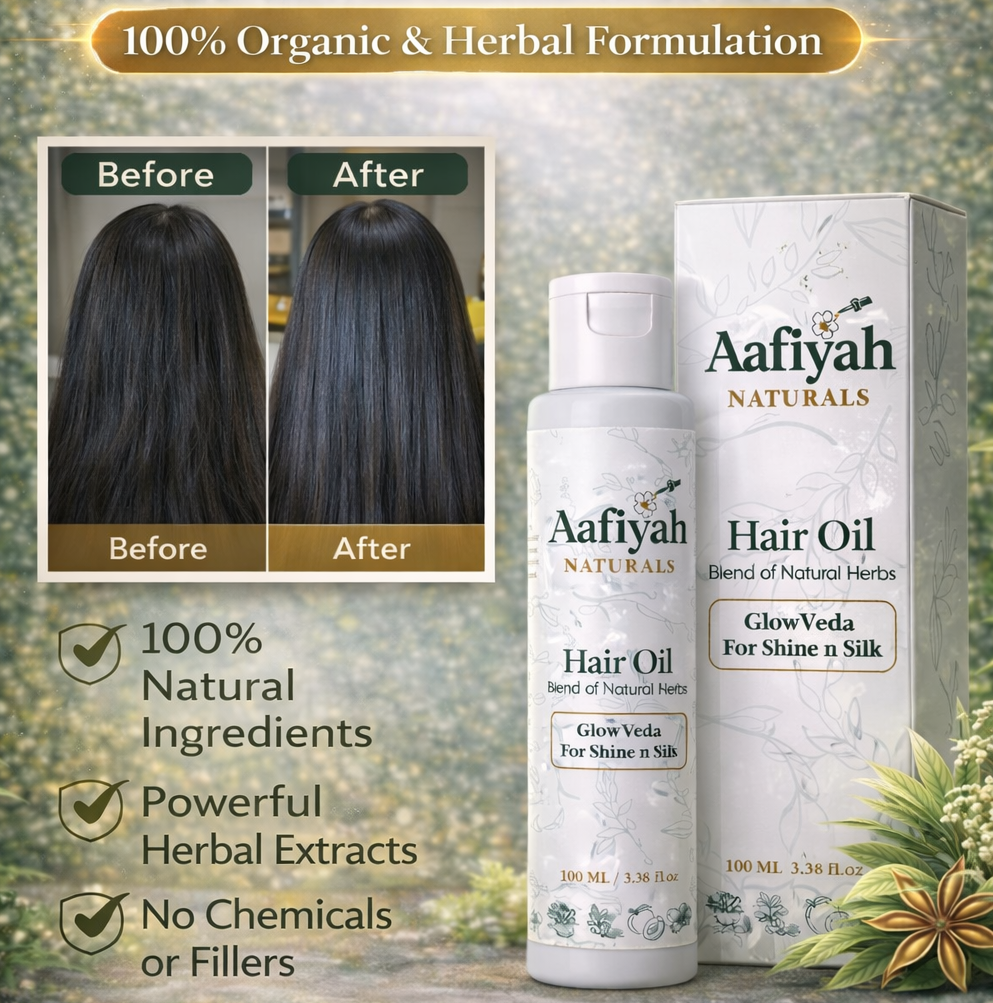GlowVeda Shine n Silk - Aafiyah Natural Hair Oil for Shiny, Silky Hairs