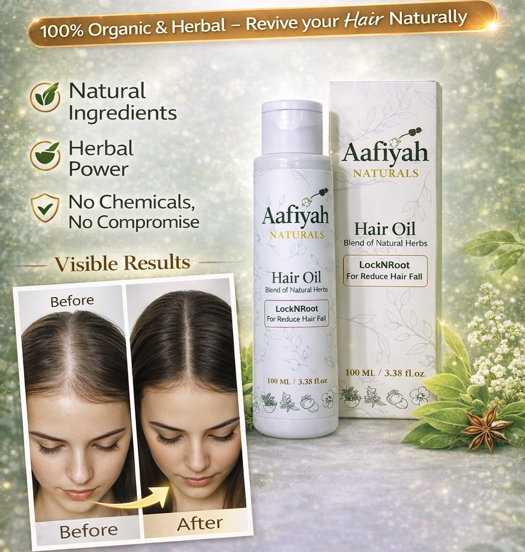 LockNRoot For Reduce Hair Fall - Aafiyah Natural Hair Oil for Stronger, Healthier Hair